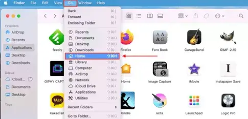 návrat na domovskú stránku vo Finder