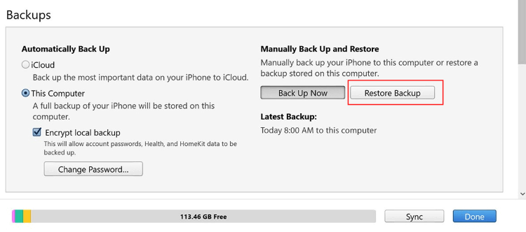 restore iPhone from backup