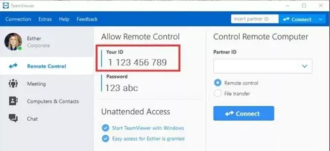 zadajte ID teamviewer