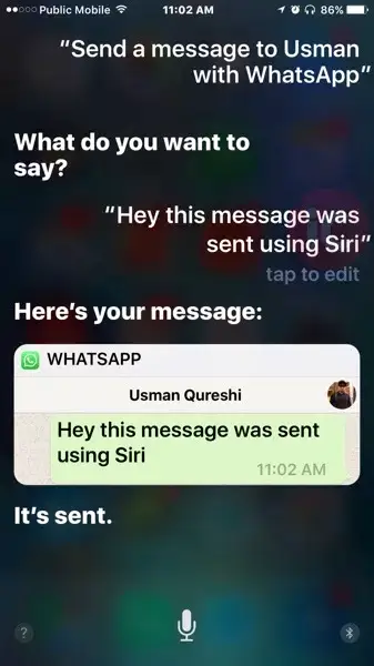 použiť Siri na odoslanie správy