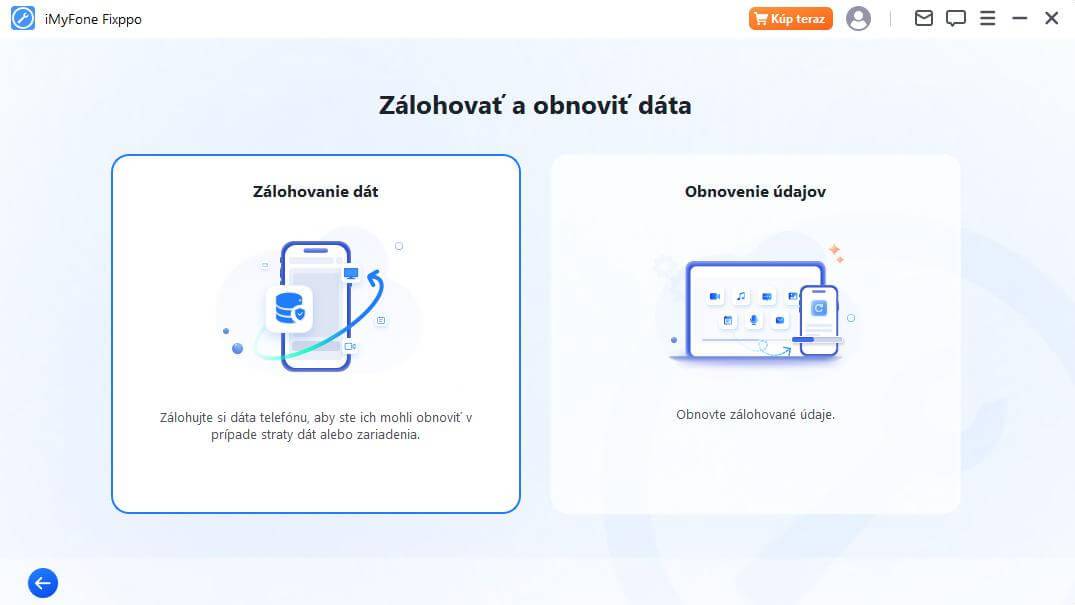 Vyberte Zálohovanie údajov