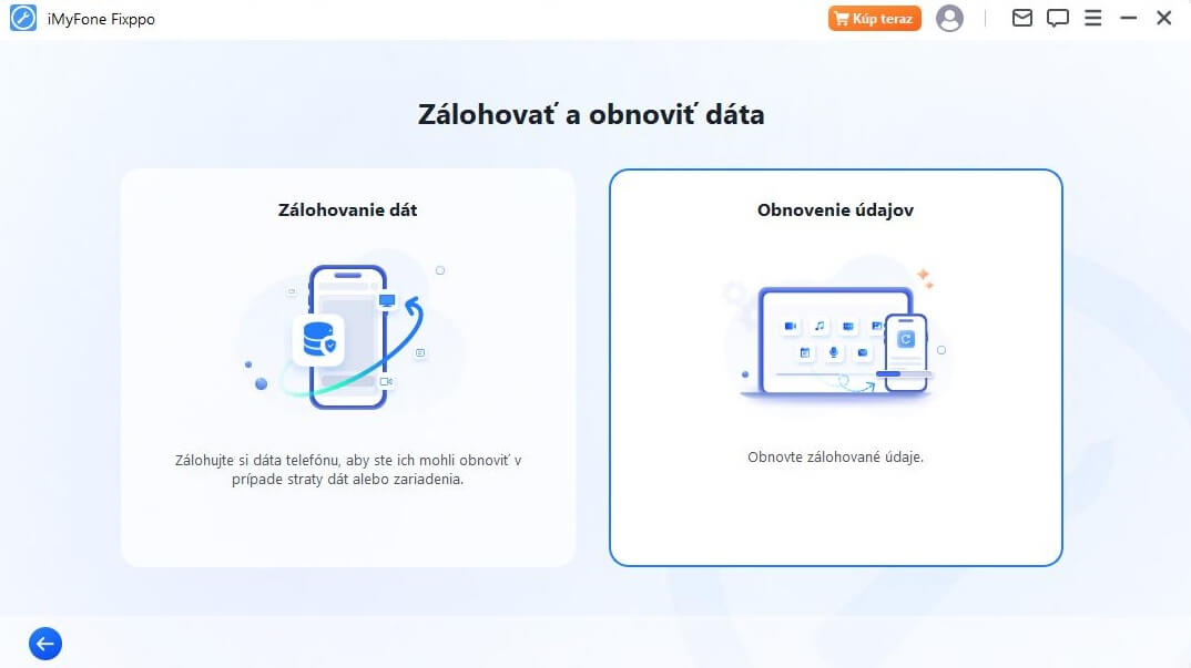 Vyberte Obnova dát