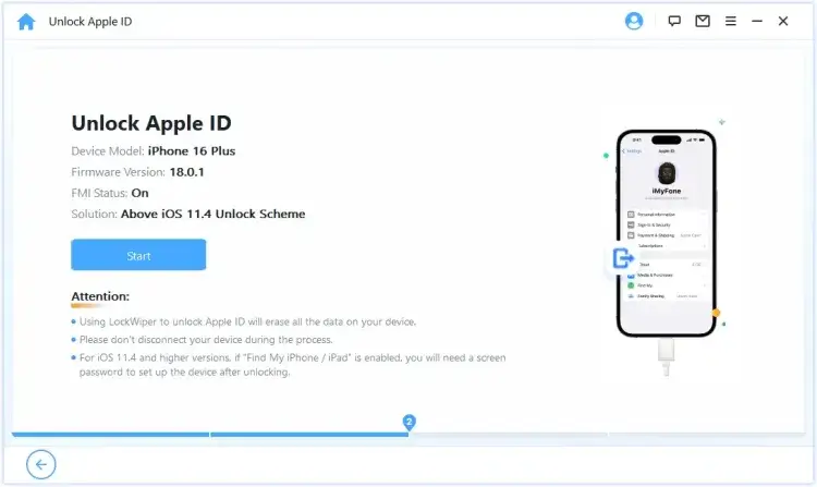 kliknutím na štart odomknete Apple id