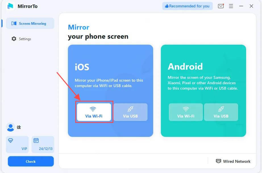 vyberte ios a wifi