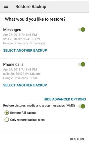 Android SMS varnostno kopiranje in obnovitev