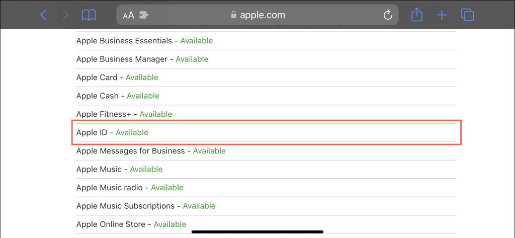 stanje strežnika apple id