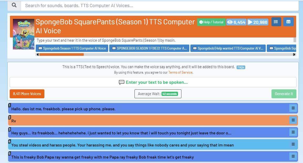 101 soundboard spongebob ai voice