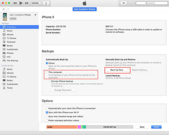 sinhronizirajte iphone z itunes z uporabo kabla