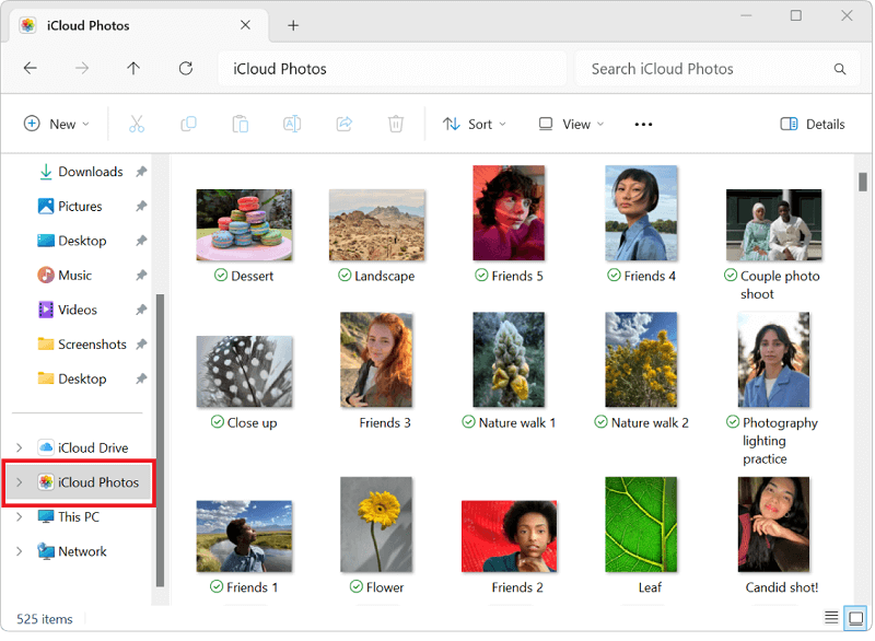 เปิดโฟลเดอร์ iCloud Photos บน Windows