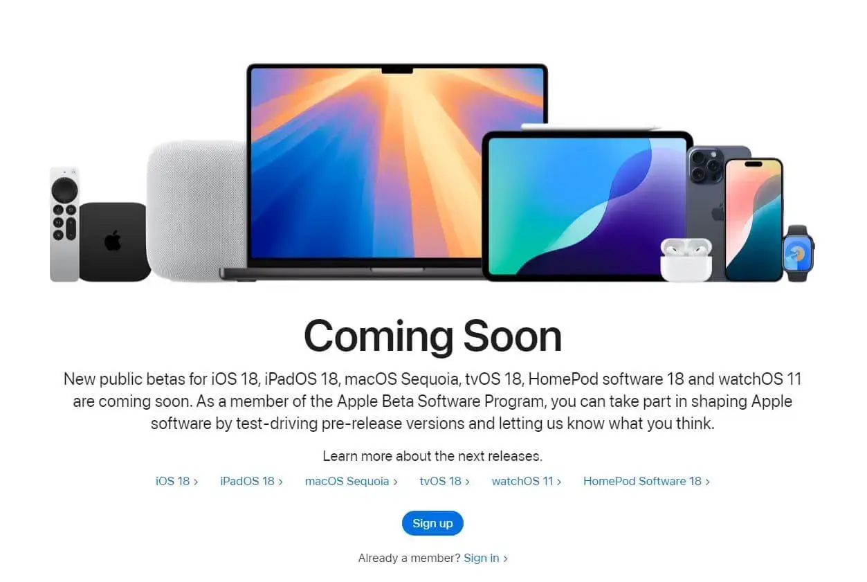 เข้าร่วม Apple Beta Software Program