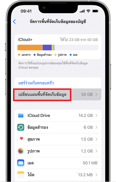 เปลี่ยนแผนพื้นที่จัดเก็บข้อมูล