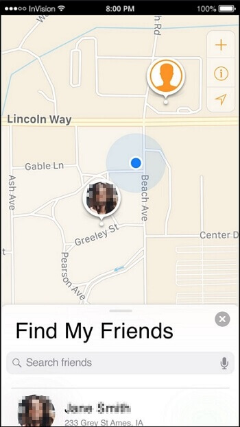 เปิดแอป Find My Friends บน iDevice