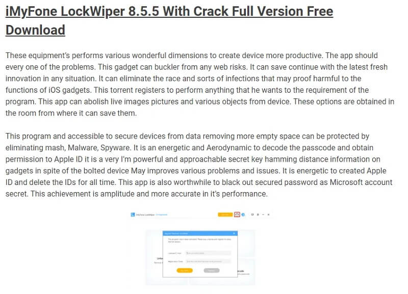 เว็บไซต์ที่บอกว่ามีรหัสลงทะเบียน iMyFone Lockwiper ฟรี