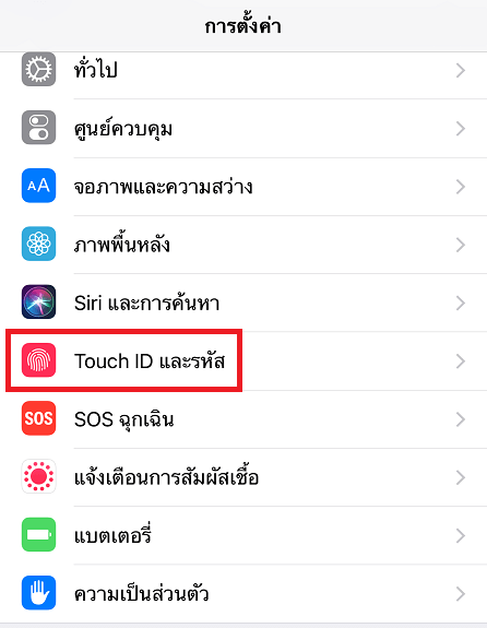 เลือก Touch ID และ Passcode