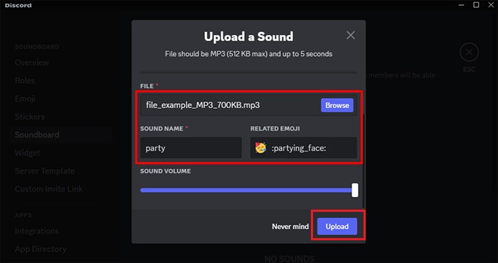 อัปโหลด Soundboard Discord