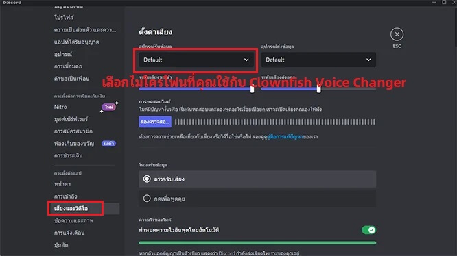 Clownfish Voice Changer ตั้งค่าใน Discord