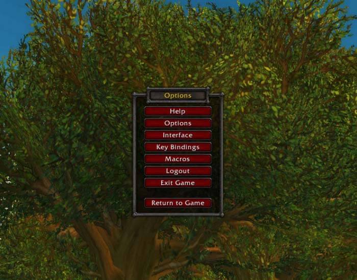 World of Warcraft'ta Seçenekler'e tıklayın