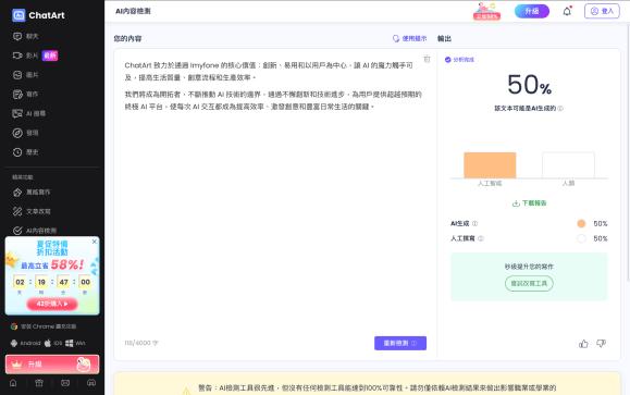 AI 文章檢測結果
