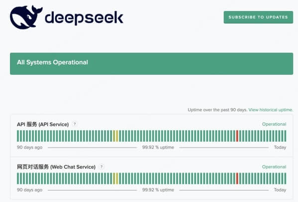 檢查 DeepSeek 伺服器狀態
