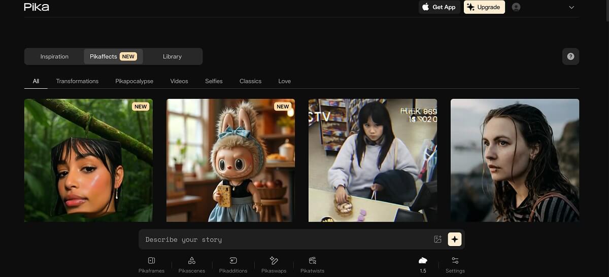 打開 AI 影片生成器免費工具 Pika AI