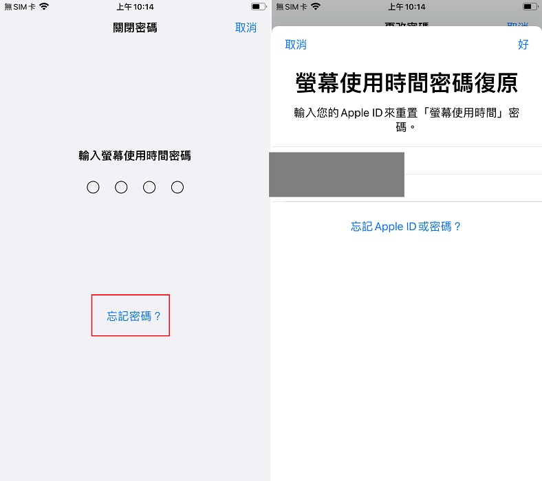 螢幕使用時間密碼忘记Apple ID
