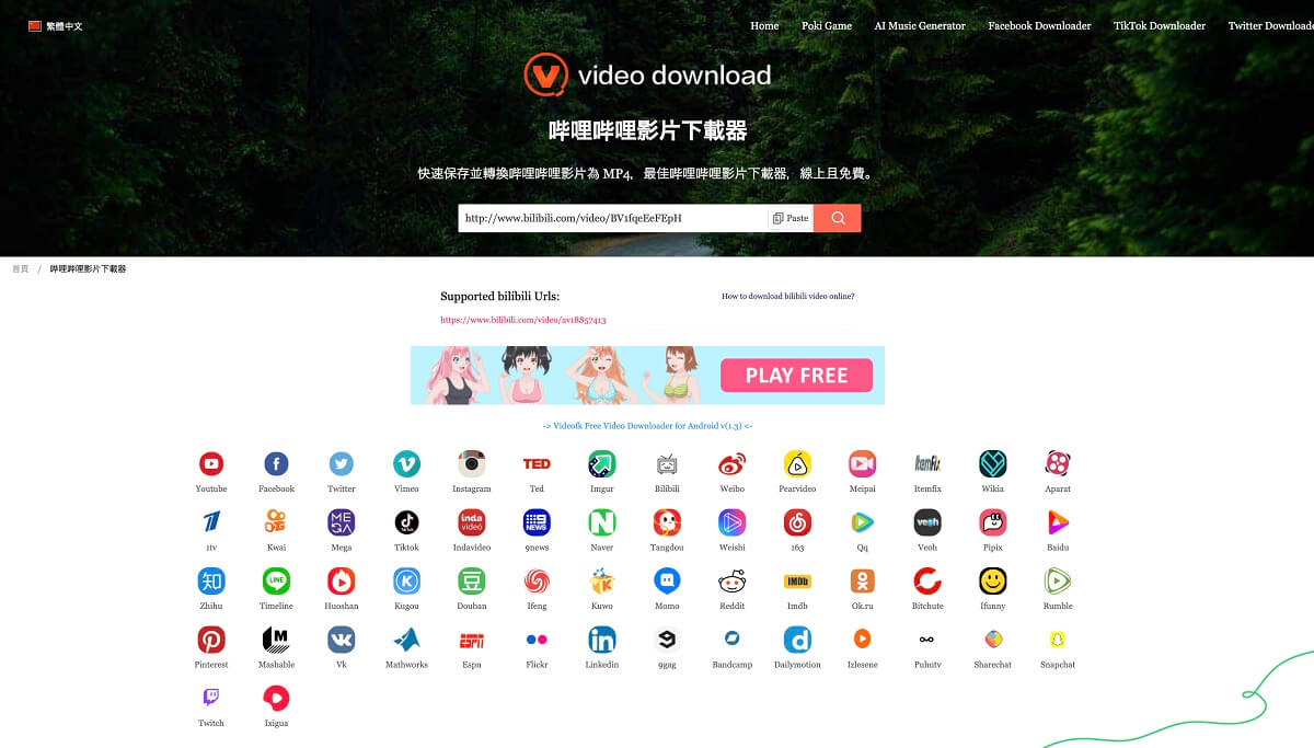 貼上 BiliBili 影片線上下載連結