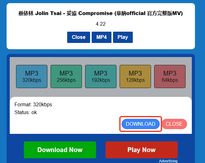 在 MP3juices 網站轉檔