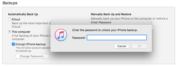 關閉iTunes備份加密