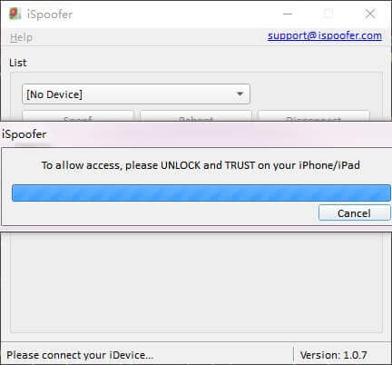 解鎖iPhone以信任iSpoofer