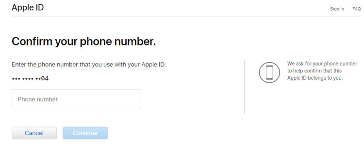 Confirm Apple ID phone number