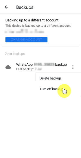 使用Google雲端硬碟在Android上停止WhatsApp備份 