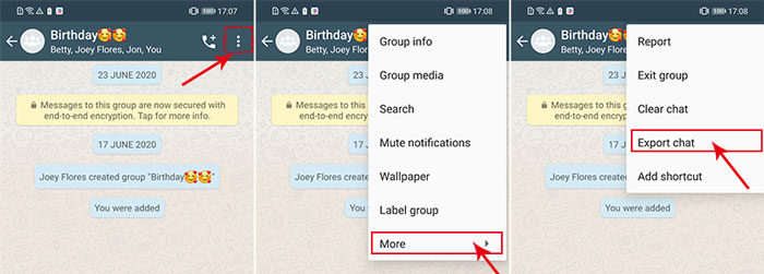 android選擇 whatsapp 聊天導出
