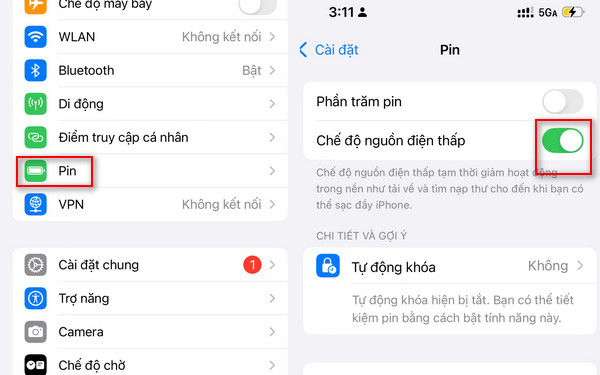 bật Chế độ tiết kiệm điện
