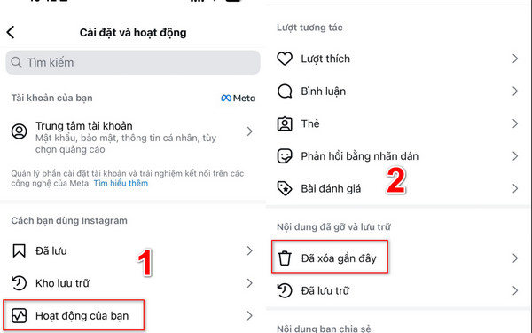 Khôi phục nội dung Instagram đã xóa gần đây