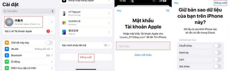 Đăng xuất Apple ID trên iPhone