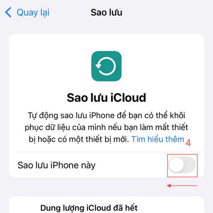 kéo thanh trượt về bên trái để tắt đồng bộ