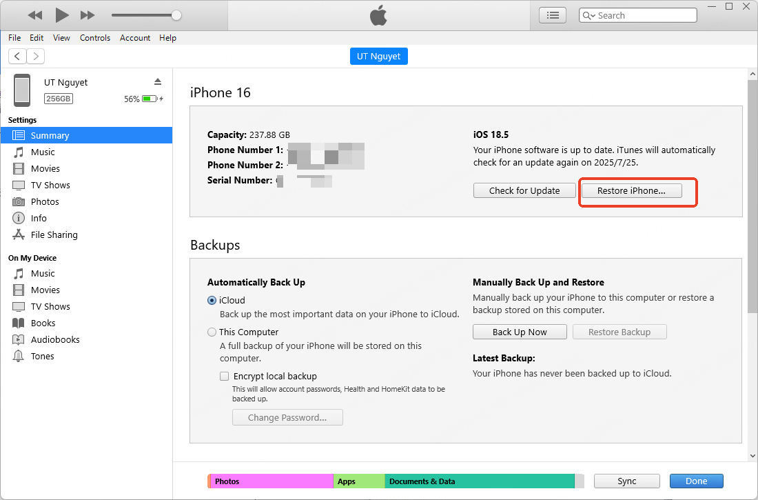 Restore iPhone