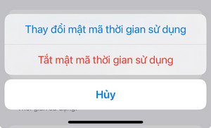 Tắt mật mã thời gian sử dụng thiết bị