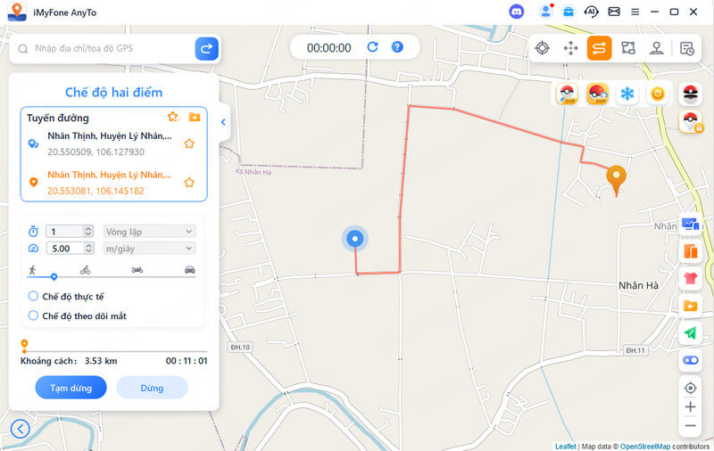 bắt đầu mô phỏng chuyển động