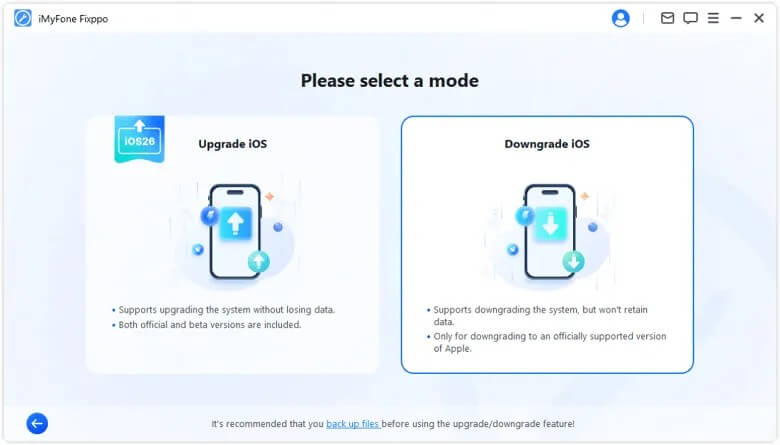 Chọn Hạ cấp iOS