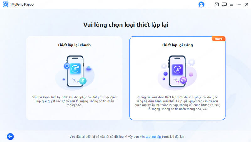 Chọn Đặt lại cứng