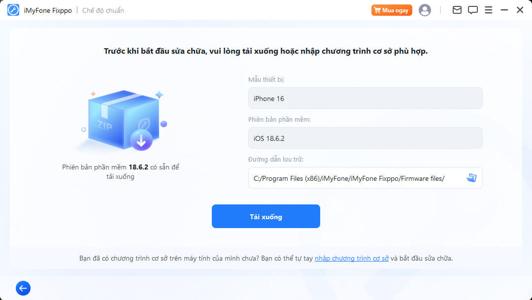 Fixppo tải xuống phần mềm ở chế độ chuẩn