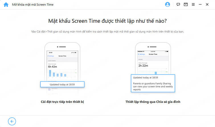 Chọn cách thiết lập Mật mã thời gian sử dụng