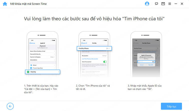 Tắt Tìm iPhone của tôi