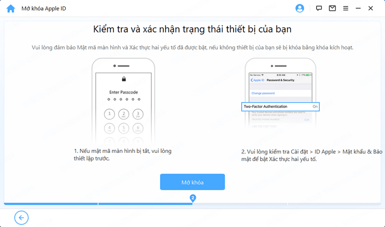 xác nhận thiết bị trạng thái