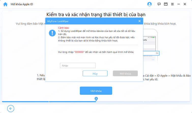xác nhận lại trạng thái thiết bị